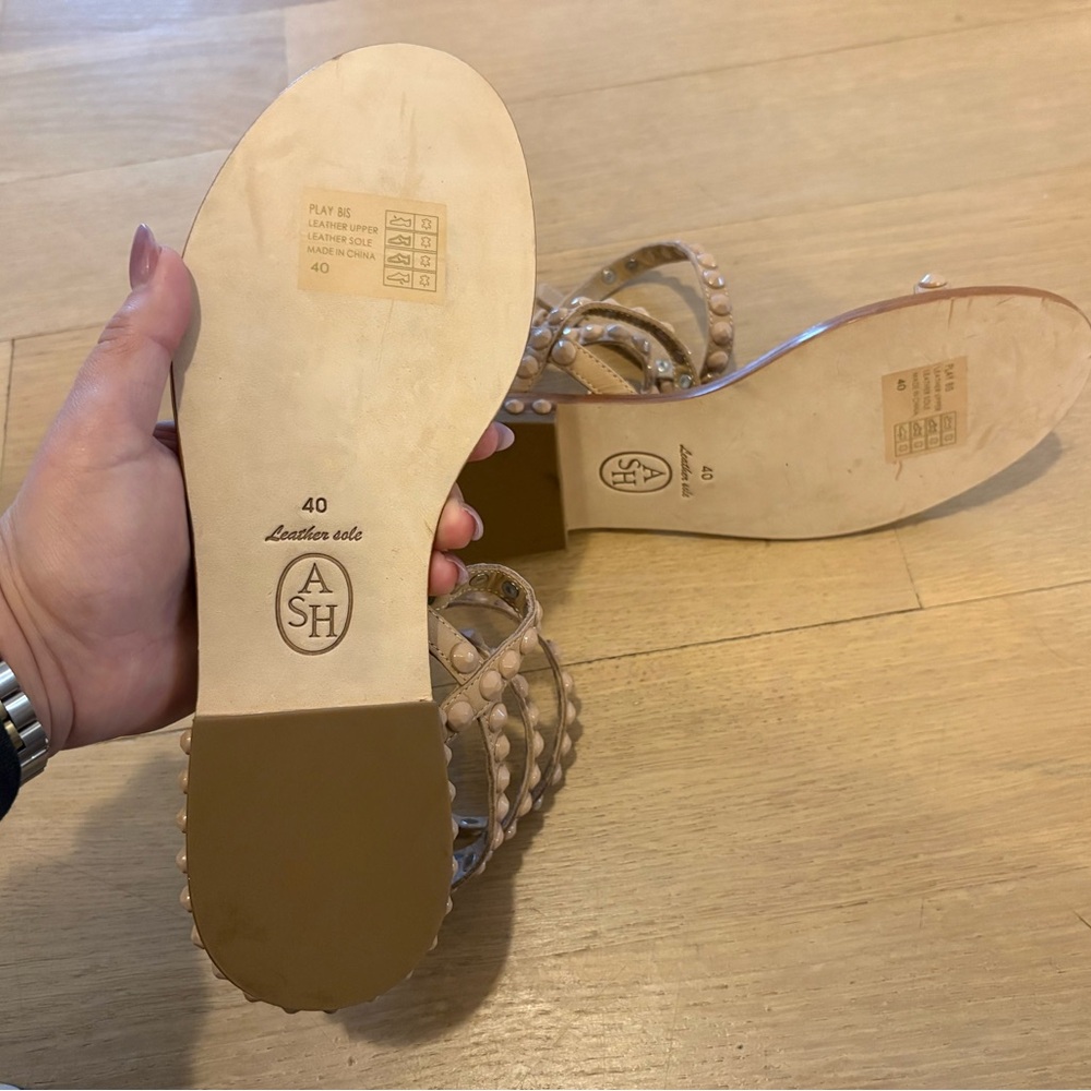 ASH Beige Studded Strappy Women's Sandals - Picture 4 of 5